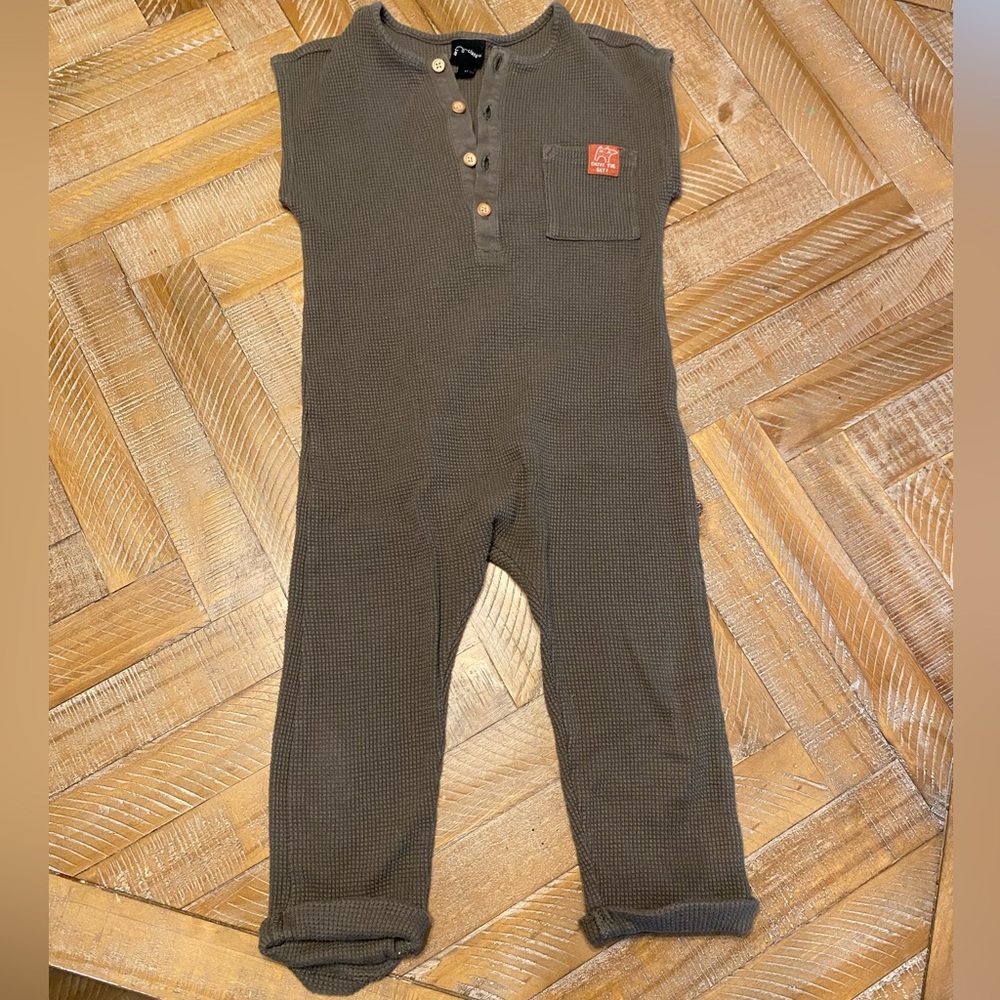 Art Class Waffle Onesie 3T Brown/Grey